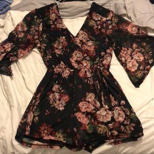 floral long sleeve romper
